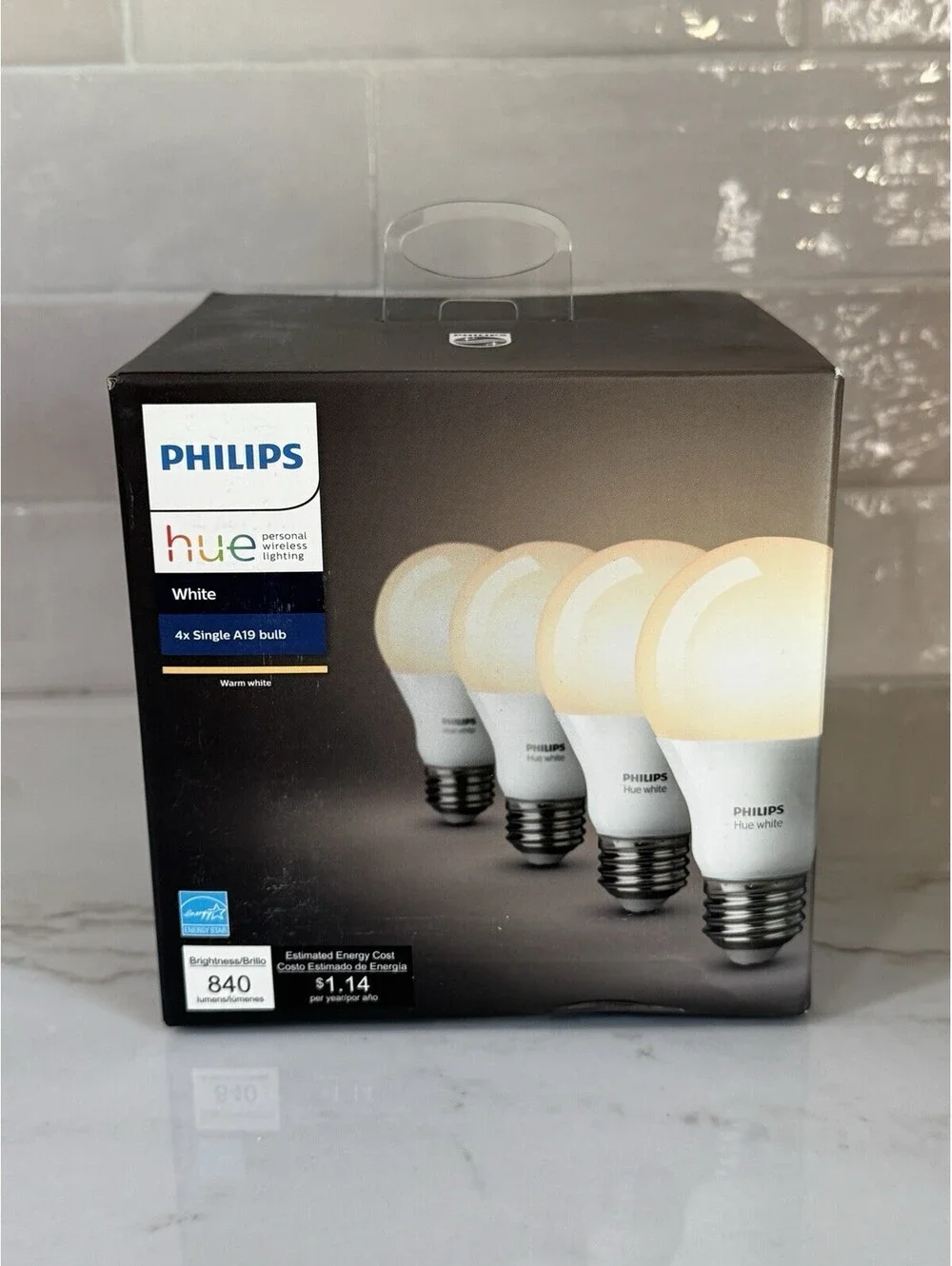Philips Hue White A19 / E26 Smart LED Bulb (4-Pack) 4 x 9.5W White